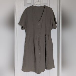 George Women's (Size L) Khaki Colored Cotton Short Sleeve Dress w/Pockets